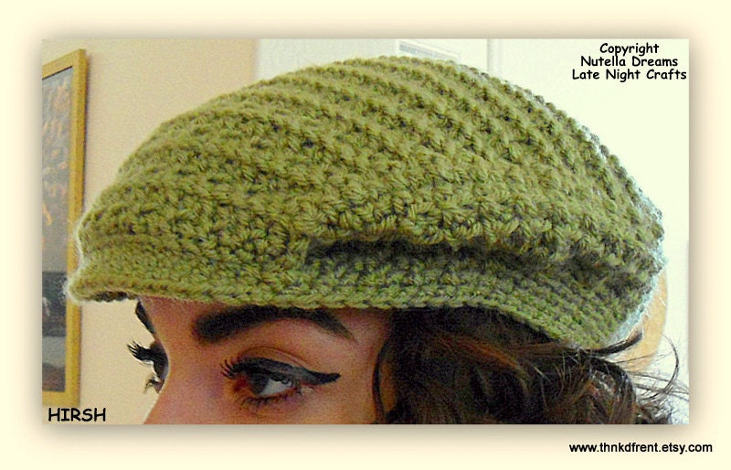 Instant Etsy Download PATTERN - HIRSH Newsboy Cabbie Cap for the Ladies and Men Size Small - Seamless Crochet Pattern - Textured Stitches