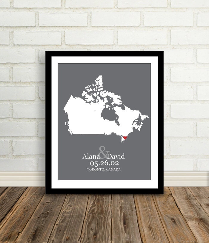 Country Map - Canada : Personalized Anniversary Gift - Custom Country - Wedding Gift Print - 8x10 - Canadian Pride