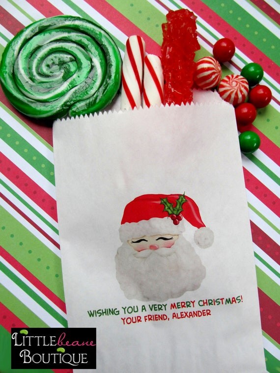 Christmas Candy Bags, Santa Claus, St. Nick, Snowflakes, Personalized, Treat Bags, Favor bags,Candy Buffet, Sweets, Treats, Set of 24 Il_570xn