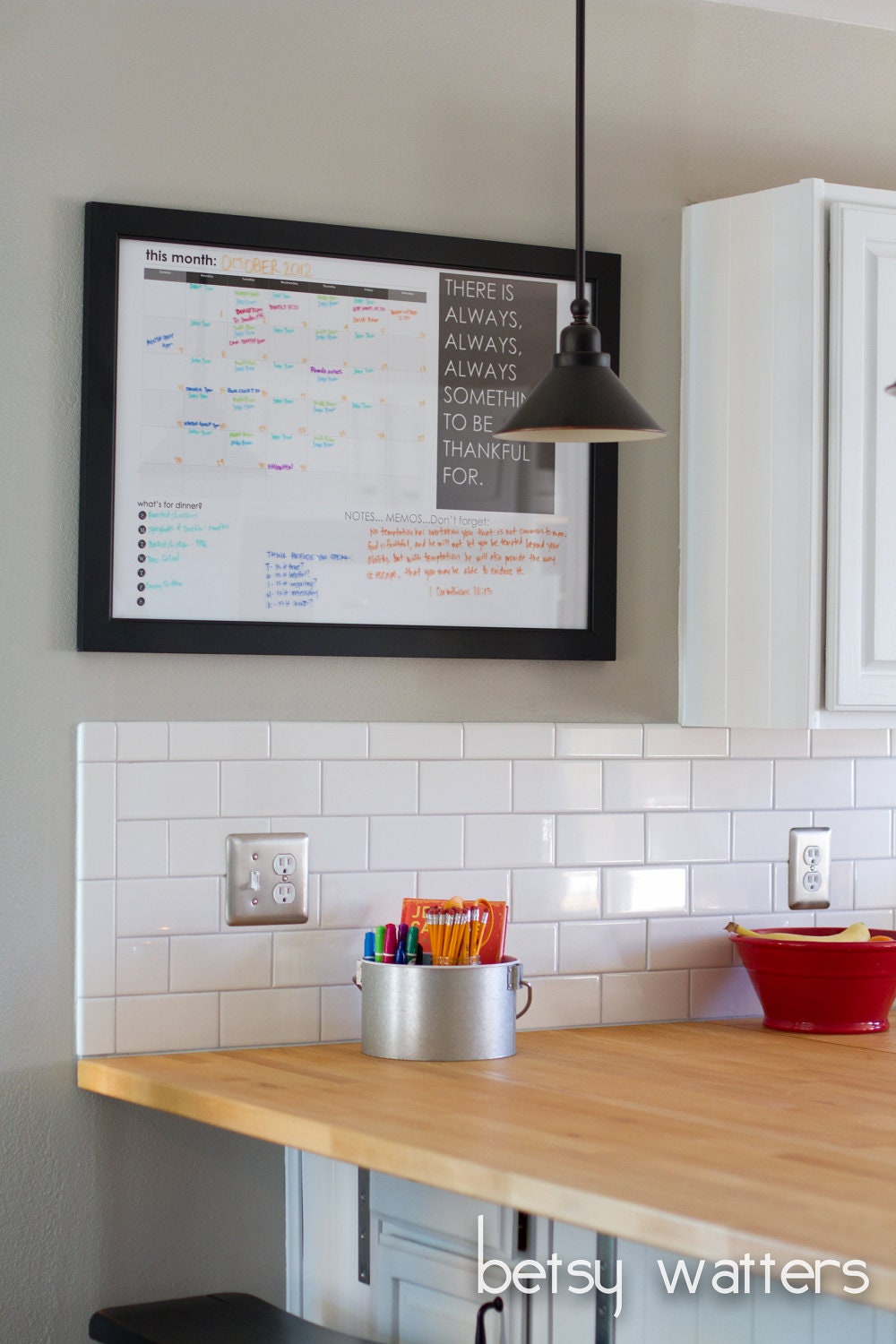 Customizable family central whiteboard wall calendar and menu