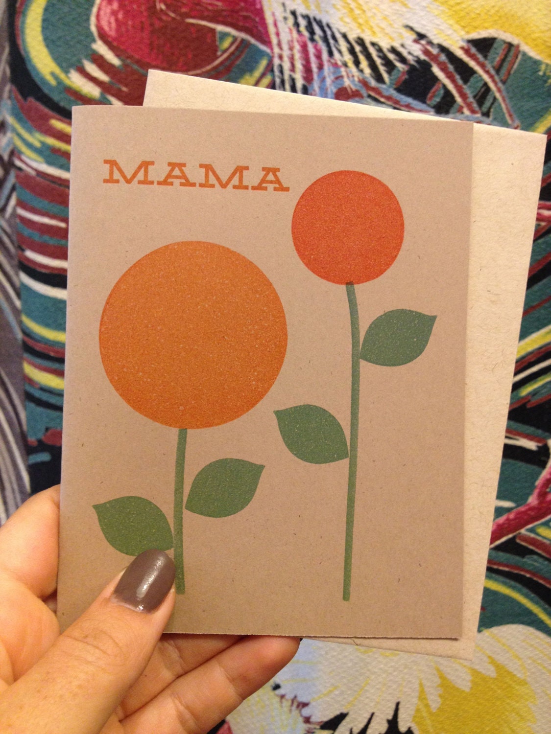 mama flower letterpress card