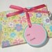 happy flower print pillow box with pink ribbon and gift tag set of 2