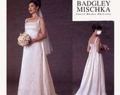 Badgley Mischka wedding dress with train sewing pattern Vogue 2626 American Designer Plus size Sz 18 to 22