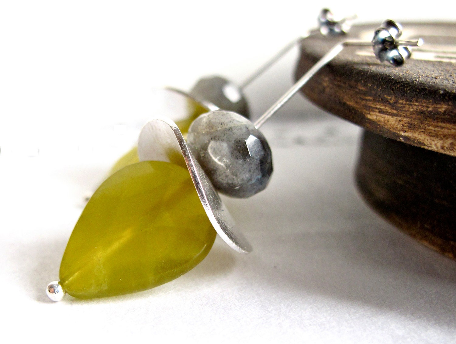 sterling silver and faceted natural serpentine stone - handmade dangle earrings Jewelry on Sale -Black Friday Etsy Cyber Monday Etsy