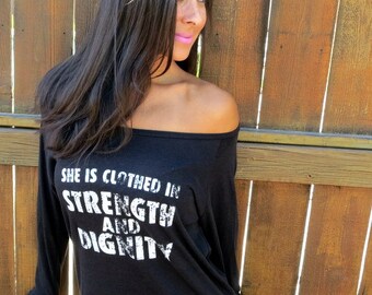Clothed in Strength and Dignity.  Eco-Heather Crop Raglan. Size MEDIUM
