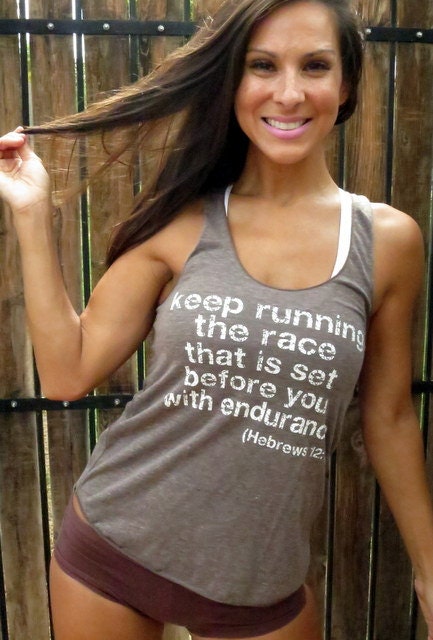 Keep Running the Race that is Set Before You with Endurance Burnout Workout Tank Size SMALL