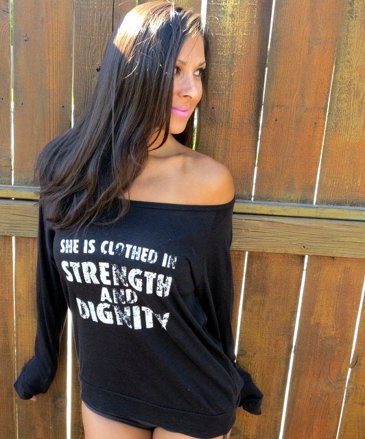 Clothed in Strength and Dignity.  Eco-Heather Crop Raglan. Size MEDIUM