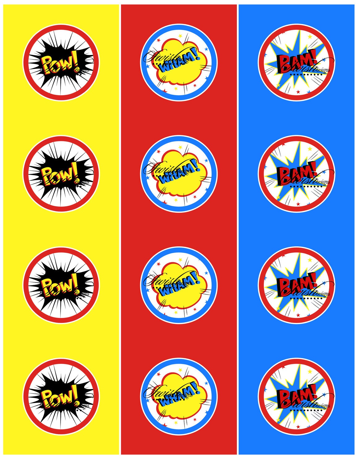 Superhero cupcake toppers - digital files Il_570xn