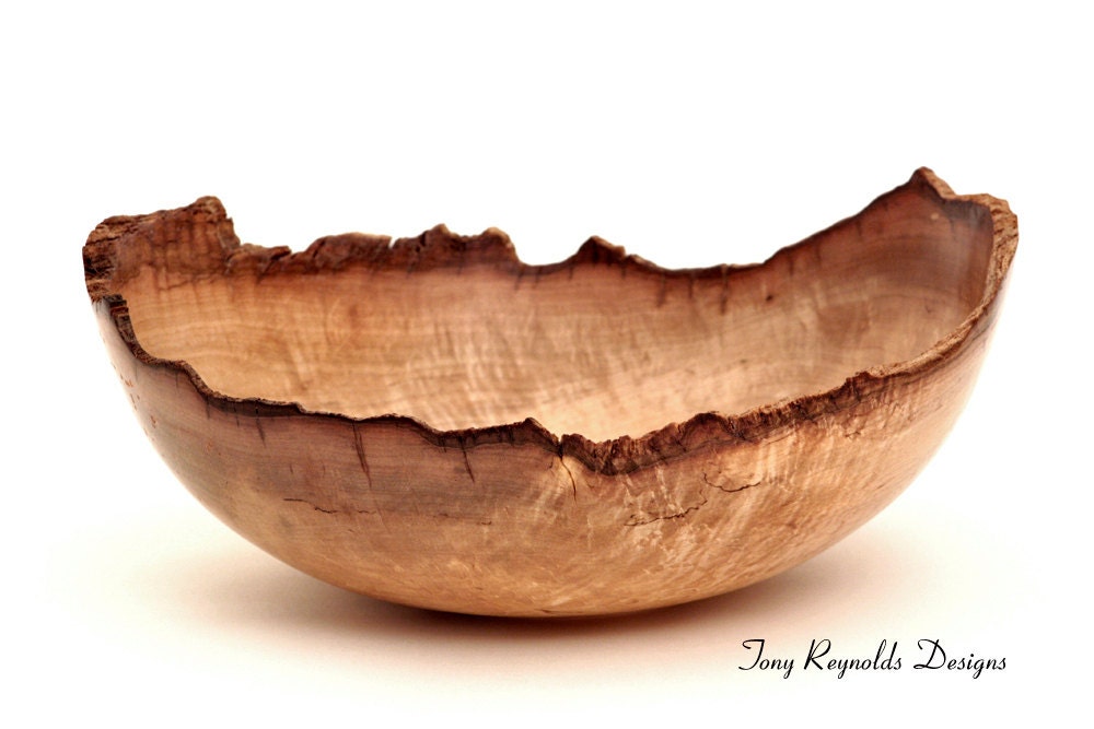Wood Art -- Natural Edge Wood Bowl -- Curly Maple