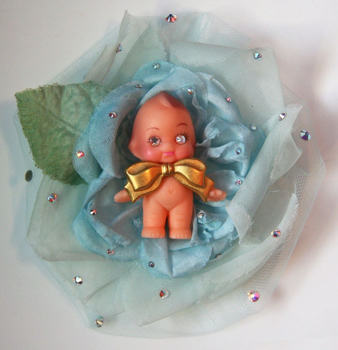 Kewpie Surprise Vintage Hair Flower Clip Accessory by Cutie Dynamite Pinup Rockabilly Lolita Party Burlesque