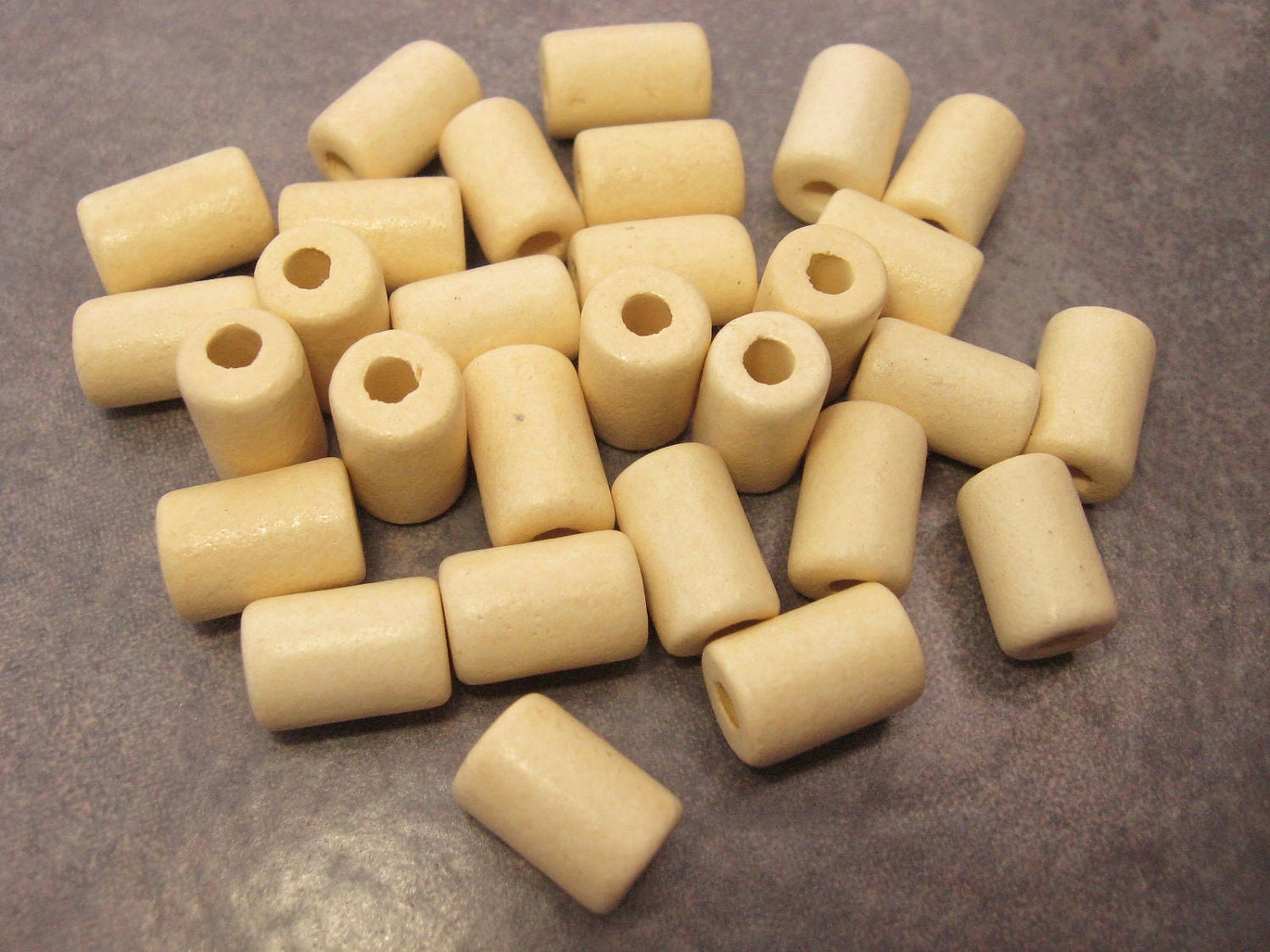 10 Greek Ceramic Beads Lemon Cream Small Tube 6x10mm Beads