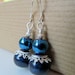 Blue Metallic and Polymer Clay Beaded Sterling Silver Earrings - Shine On