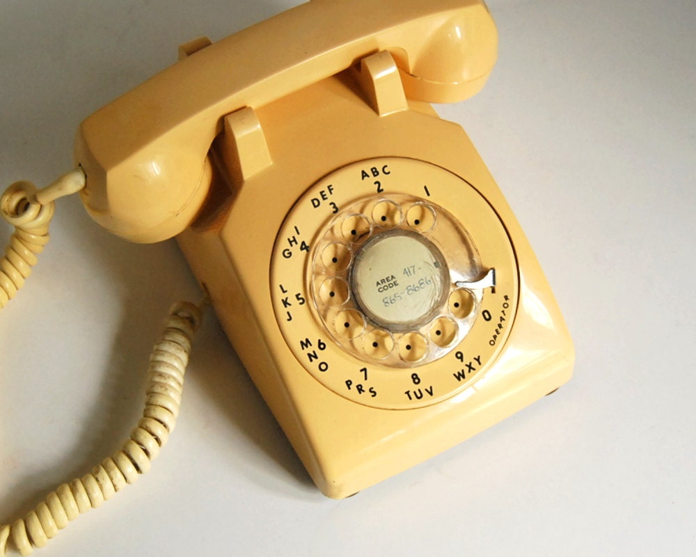 Vintage Phone ITT 500 Series 1983 Ivory Rotary Dial Telephone Office Supplies