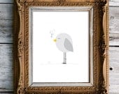 sleepy birdie on a wire - nursery art print
