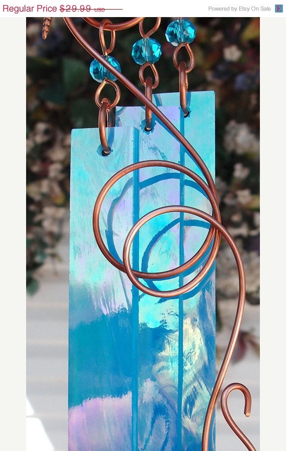 SPRING SALE Dragonfly Wind Chimes Copper Garden Art Sculpture Stained Glass Windchime Outdoor/Pond/Lawn/Yard