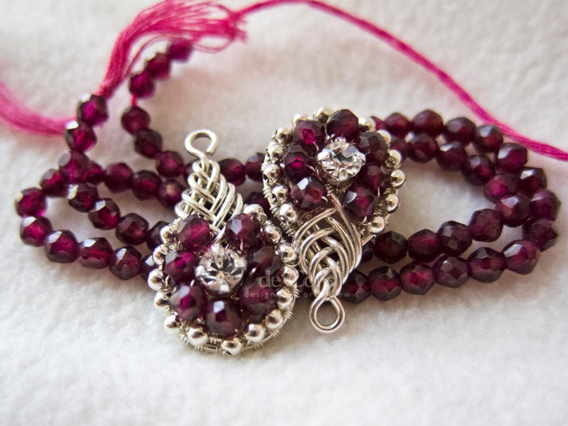 Wired PIPA Knot Earrings, Faceted Round Garnets