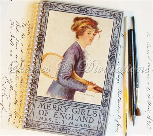 London Olympics - Tennis - Travel - Recycled Vintage Travel Journal - Merry Girls of England - Handmade Vintage Diary, Notebook, Sketchbook