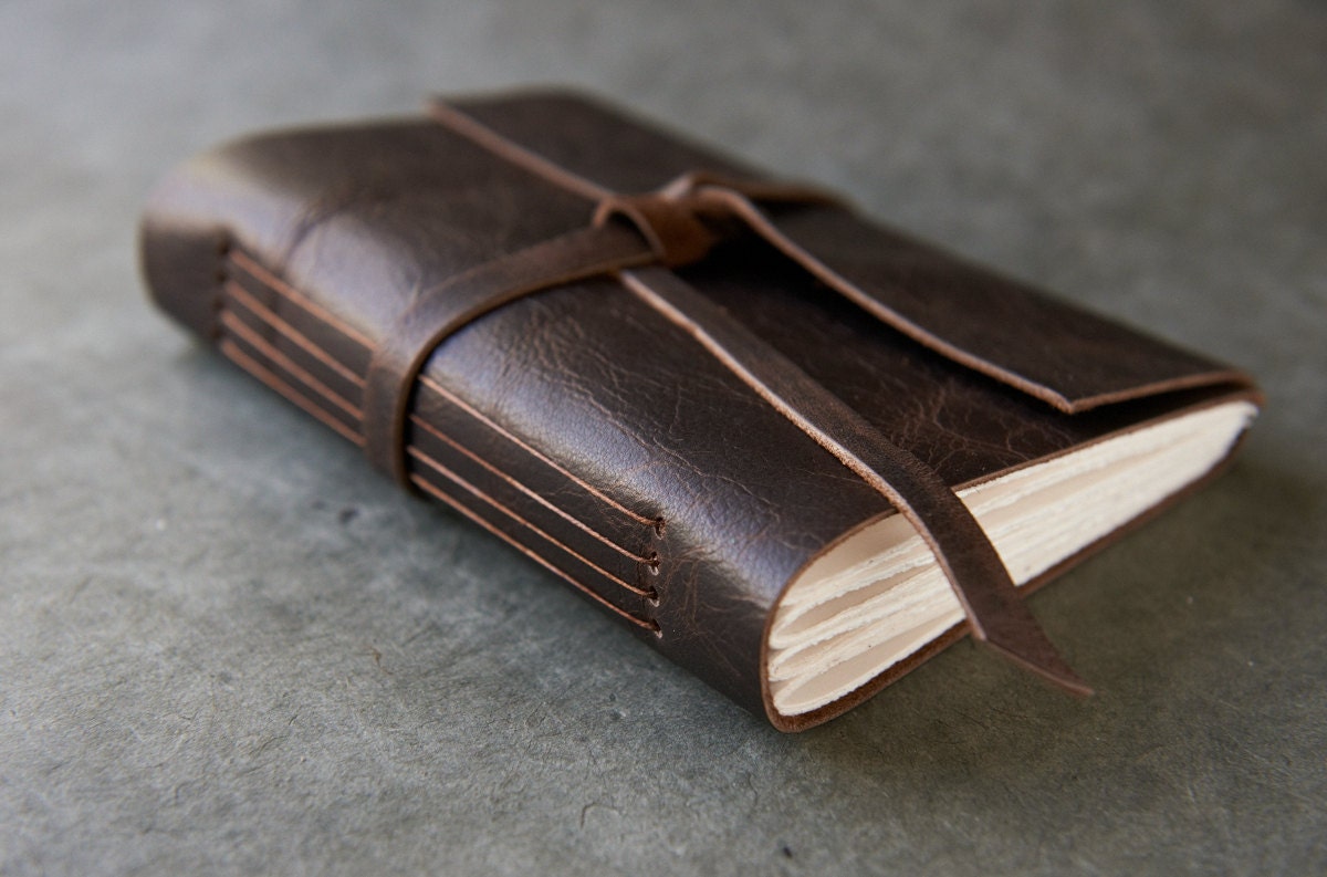 200 page - 5x7 Leather Journal or Sketchbook - Dark Brown