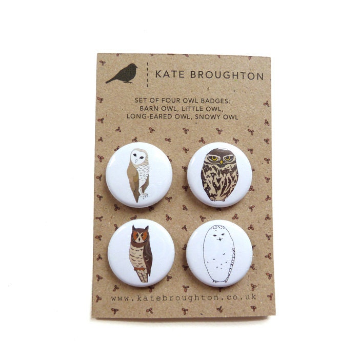 owl badges (set of four)
