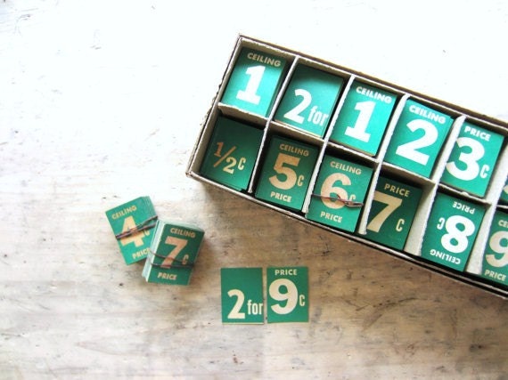 Vintage 1940's General Store Price Numbers