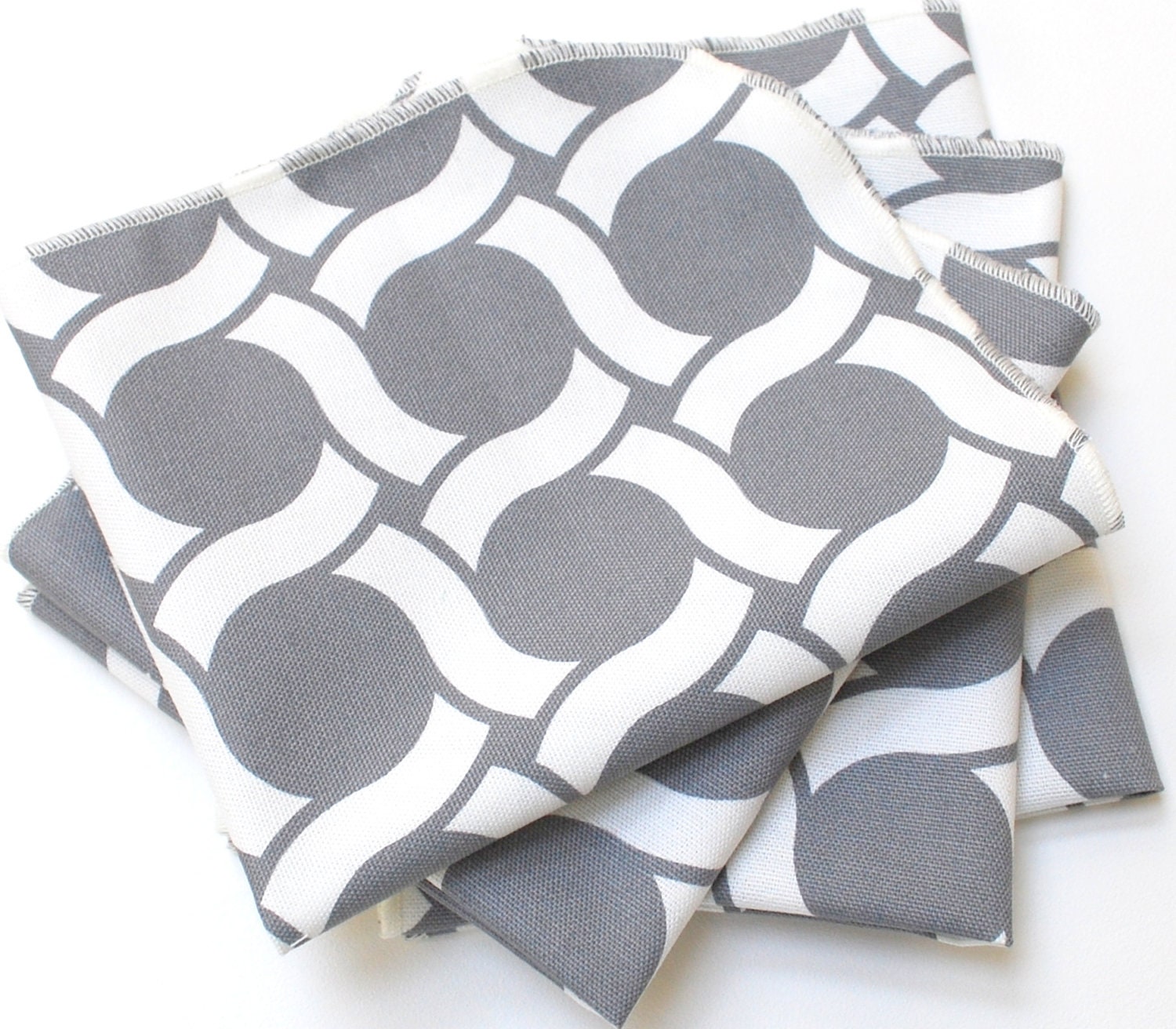FREE OFFER Reusable ORGANIC Cloth Napkins - Set of 4- Cloud 9 - Circles - Metal