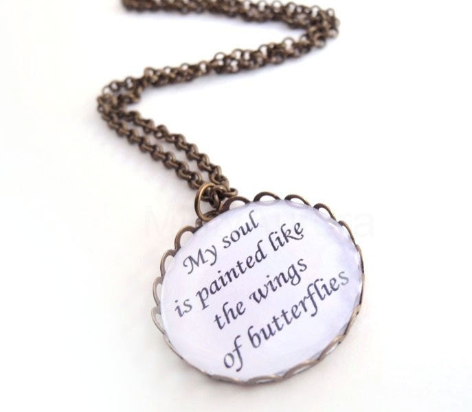 Song Lyrics Necklace "My soul is painted like the wings of butterflies" Freddie Mercury Queen Necklace