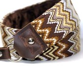Padded Camera Strap for DSLR  -Premier Edition Brown and Yellow Chevy - Handmade in the USA