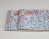 square Coasters patterned  apple blossom set of 2 pale blue