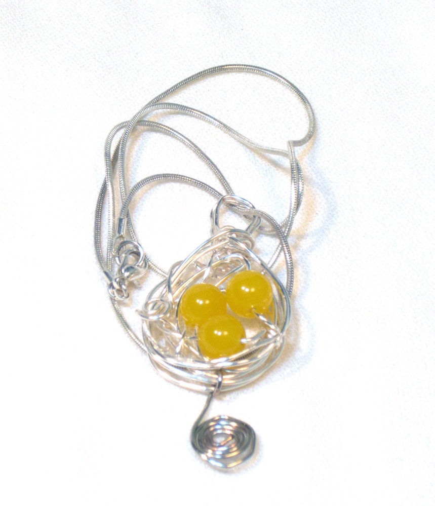 Yellow Wire Wrapped Orbit Necklace