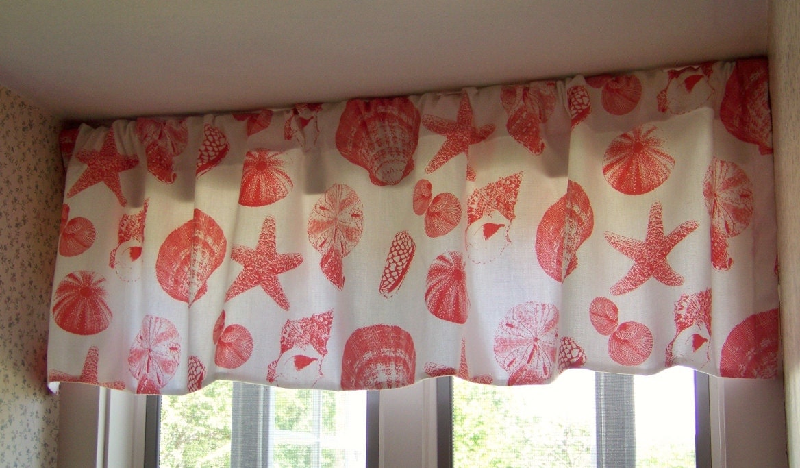 Seashell Beach Window Valance Botanical Sea by MissMuffetsTuffet