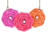Purple Pink and Orange Ribbon Rosette Necklace Buy 3 Get 1 Free