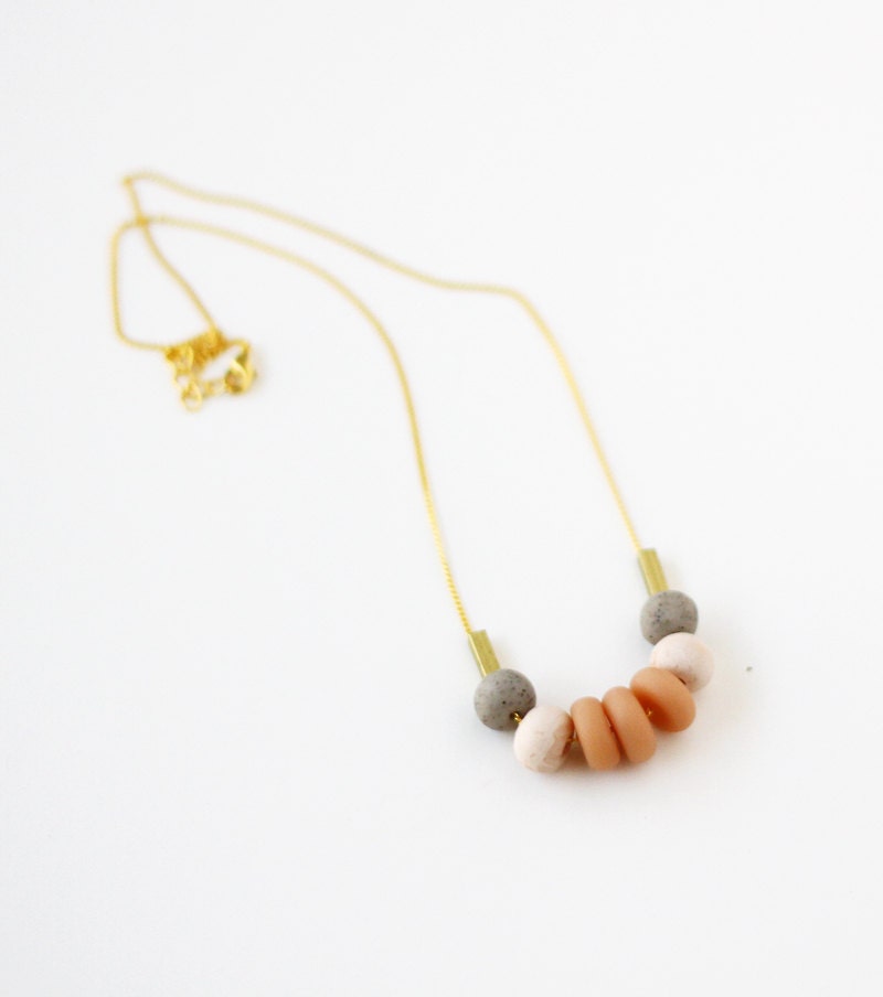 LAST ONE nude pink and grey necklace