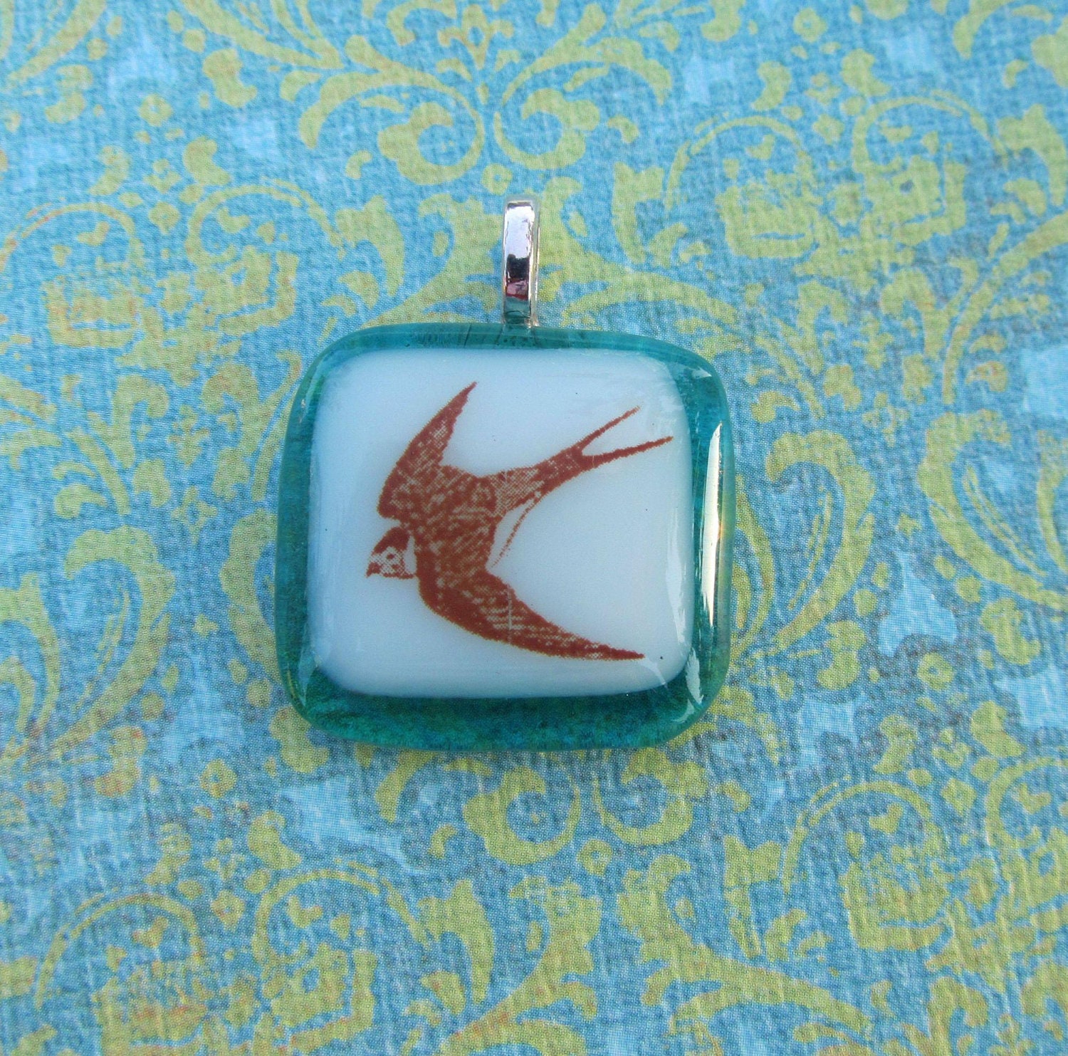 Swallow Fused Glass Pendant
