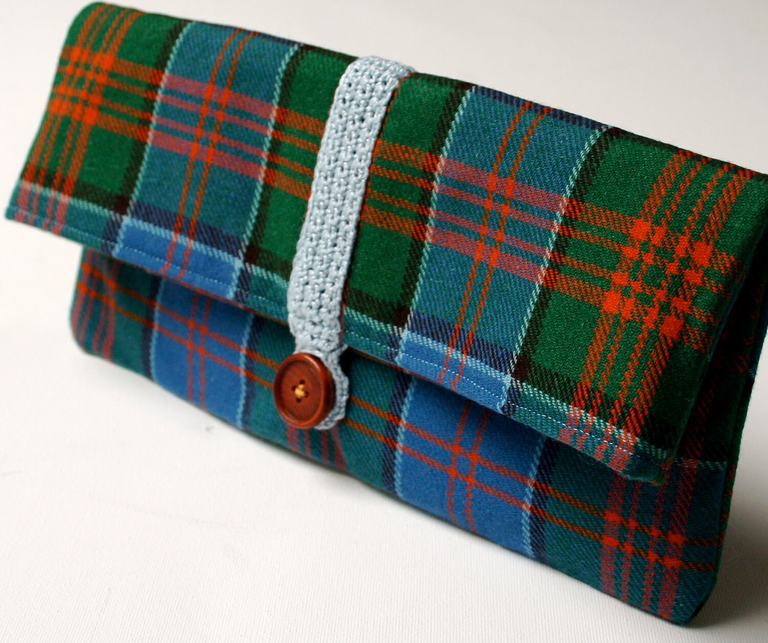 Tartan Blue Clutch Bag