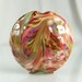 Glass Lampwork Focal Bead , Pink, Ivory, Green, Purple Victorian Roses