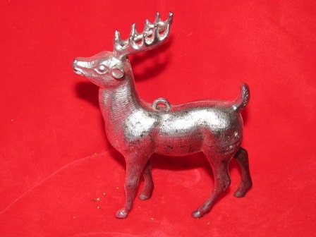 Vintage 1960's Atomic Silver Reindeer, Christmas Decoration, Bambi, Rudolph, Antlers
