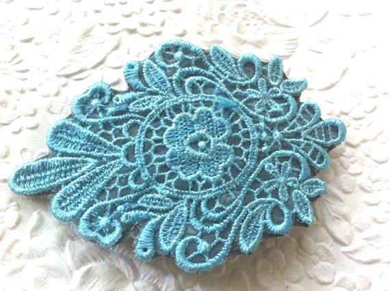 Blue/gray lace hair barrette - wedding all occasion everyday wear hair accessory all hair types