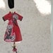 Red Power Dressing Long Necklace - Ottoman Caftan Pendant with Black Velvet Cording - Ottoman Carnations
