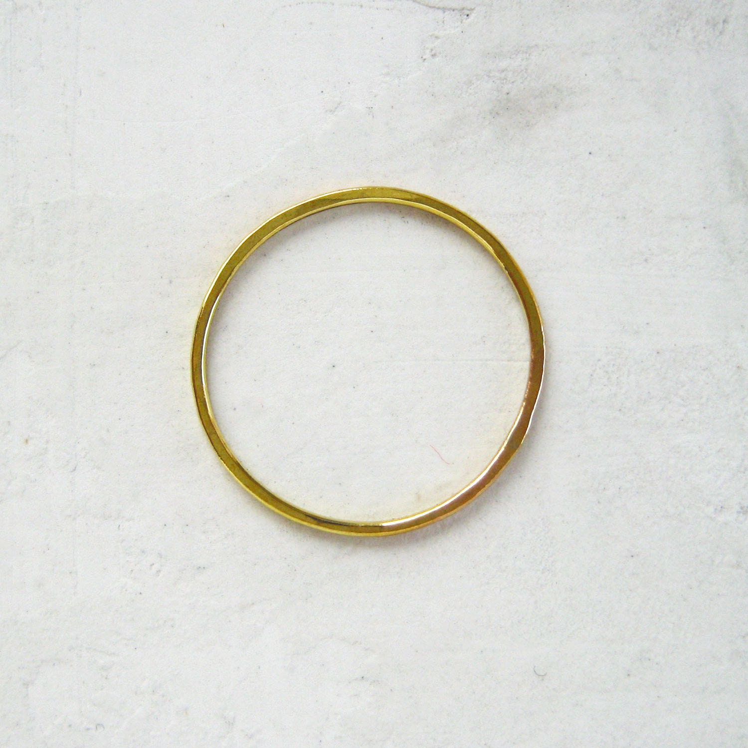 Thin 18K Gold Ring Hammered Stacking