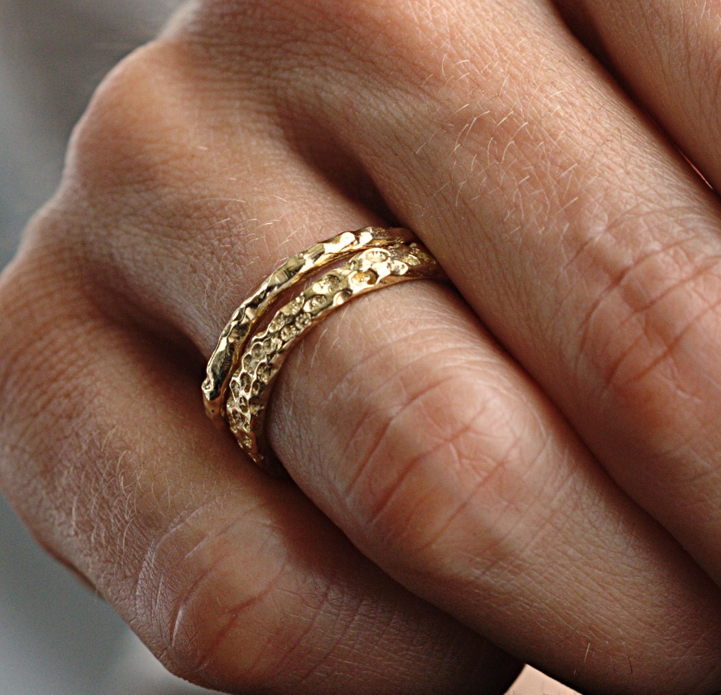 Gold Coral Raw Ring Set