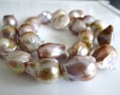 1/2 Strand---LARGE Genuine Freshwater Mauve, Peach Baroque Pearls