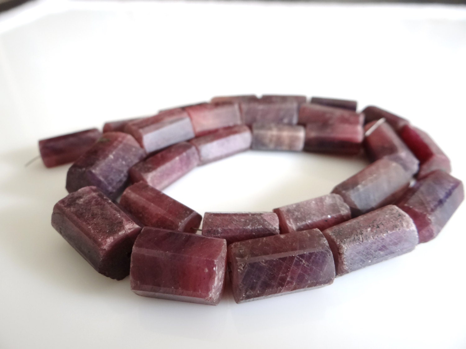 1/2 Strand---Natural Ruby Faceted Barrel Nuggets