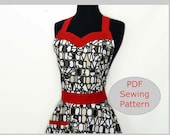 PDF APRON Sweetheart Sewing Pattern -  Woman's Full Apron Tutorial - Instant Download Available