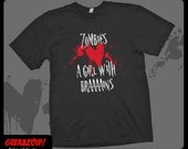 PLUS SIZE Zombies Love a Girl With Brains T-Shirt Hearts