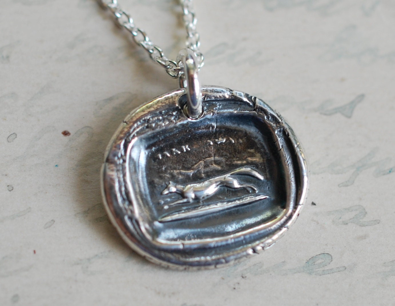 fox wax seal necklace charm... hark away