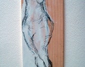 Figure on hard maple small acrylic painting on wood panel