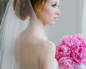 Single Layer Tulle Bridal Veil Mid Length with Plain Edge in Ivory or White by Fine & Fleurie