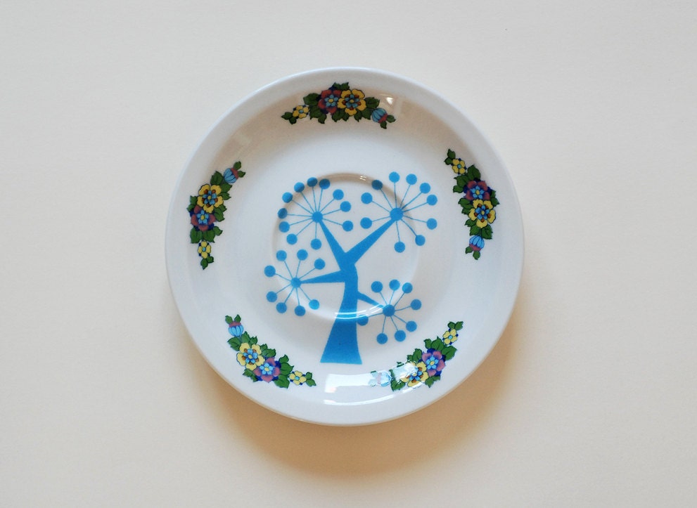 SALE Blue tree plate