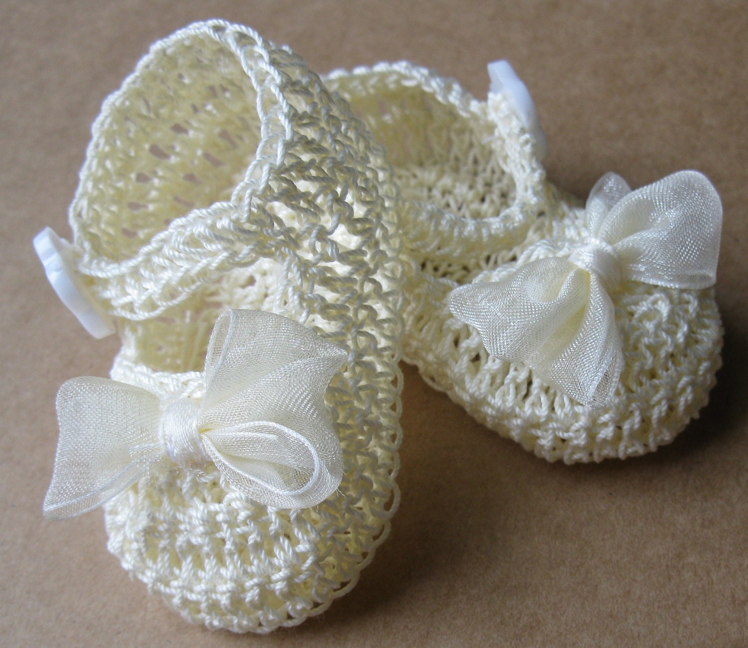 Crocheted Newborn Baby Girl Booties Infant Girl by babycrochets