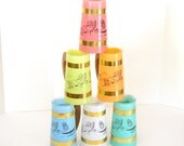 Set of Six Pastel Vintage Siesta Ware Tiki  Mugs